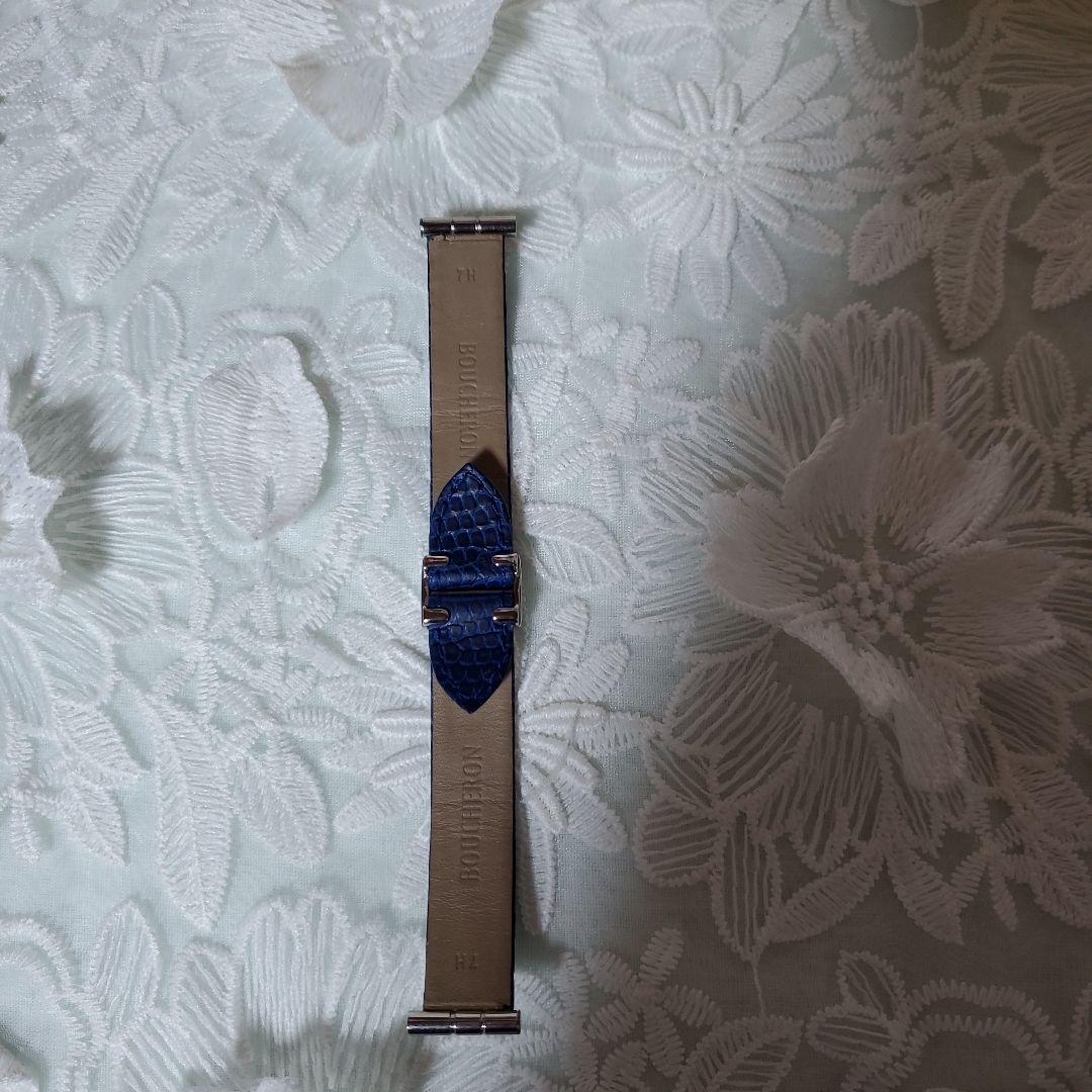 ブシュロンリフレ　S 　レザーベルト　ブルー/金具シルバー