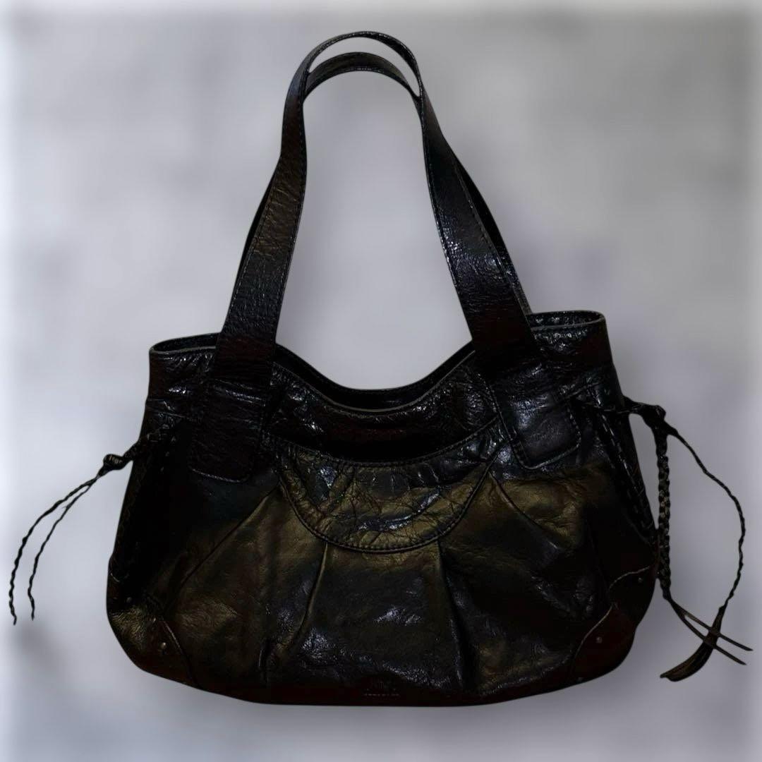 ANNA SUI アナスイ　本革レザー　フリンジ　スタッズ　蝶　ブラック　y2k