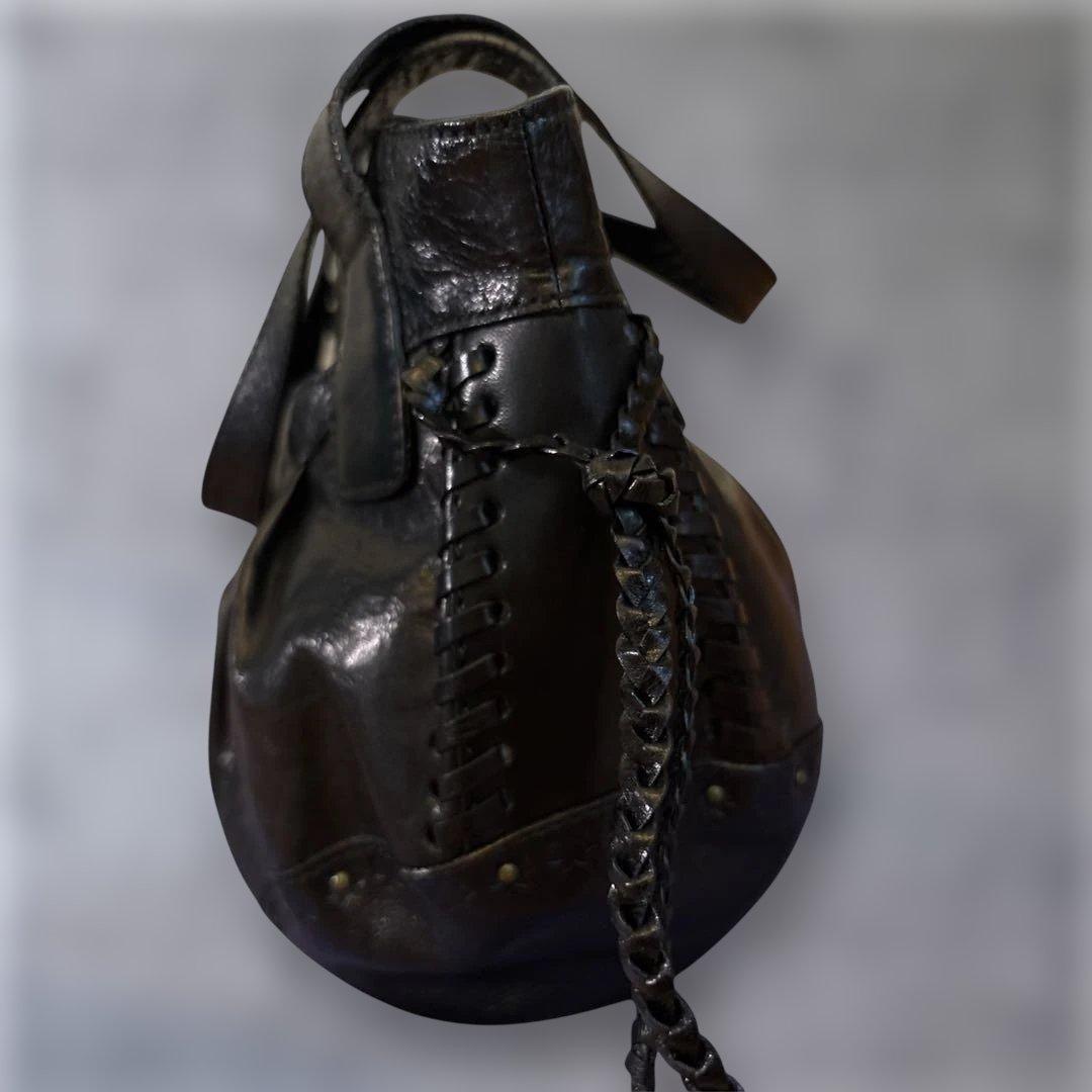 ANNA SUI アナスイ　本革レザー　フリンジ　スタッズ　蝶　ブラック　y2k