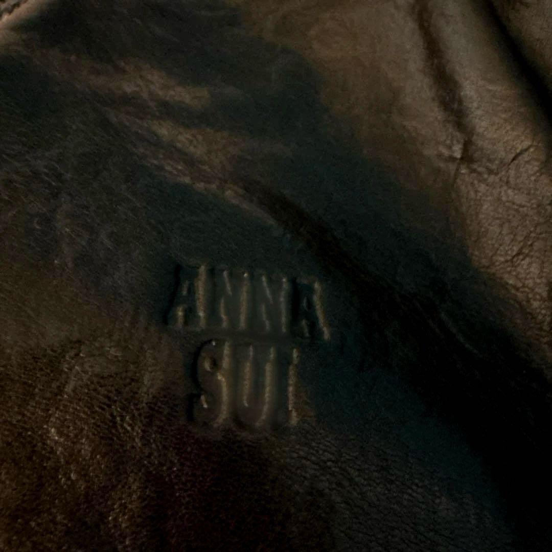 ANNA SUI アナスイ　本革レザー　フリンジ　スタッズ　蝶　ブラック　y2k