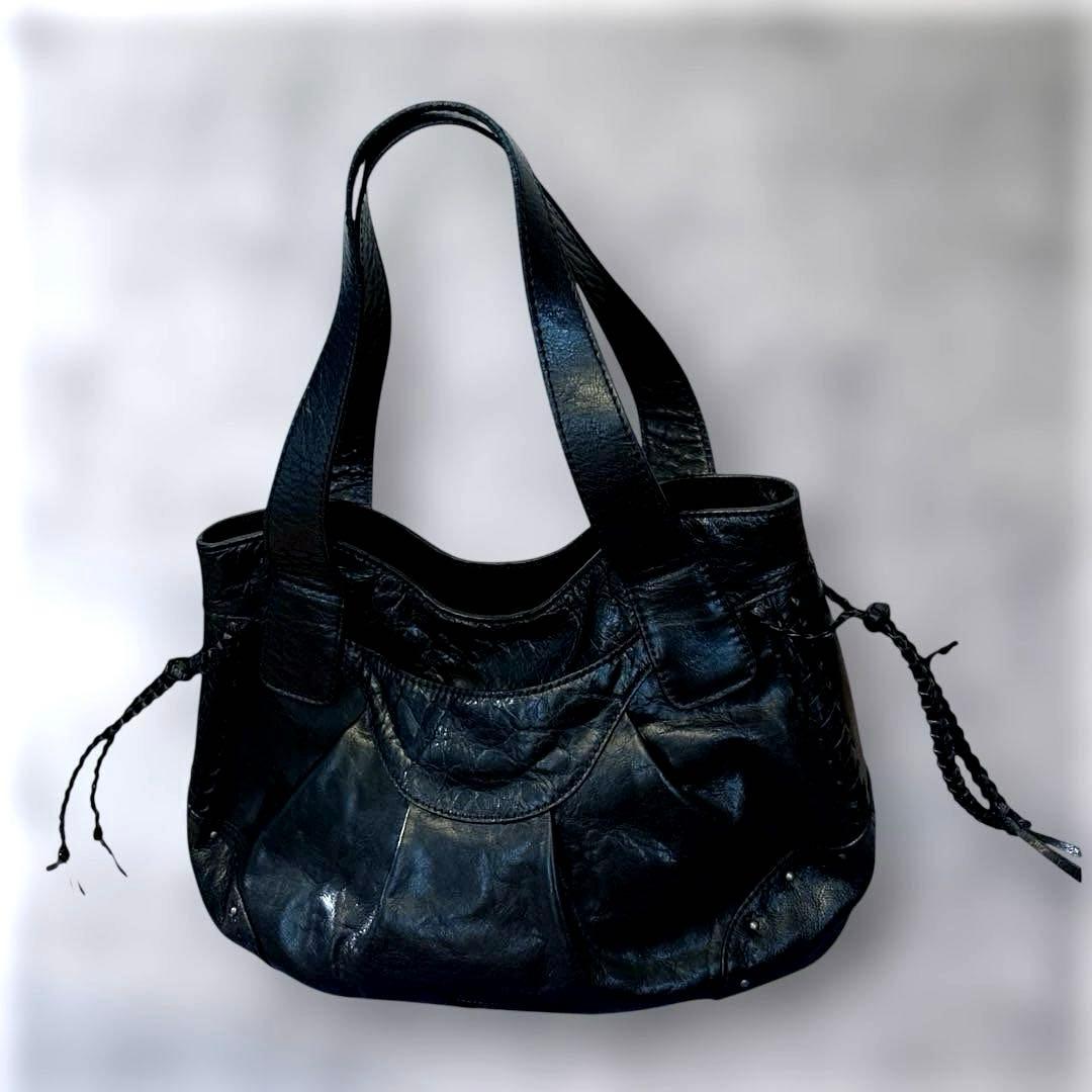 ANNA SUI アナスイ　本革レザー　フリンジ　スタッズ　蝶　ブラック　y2k