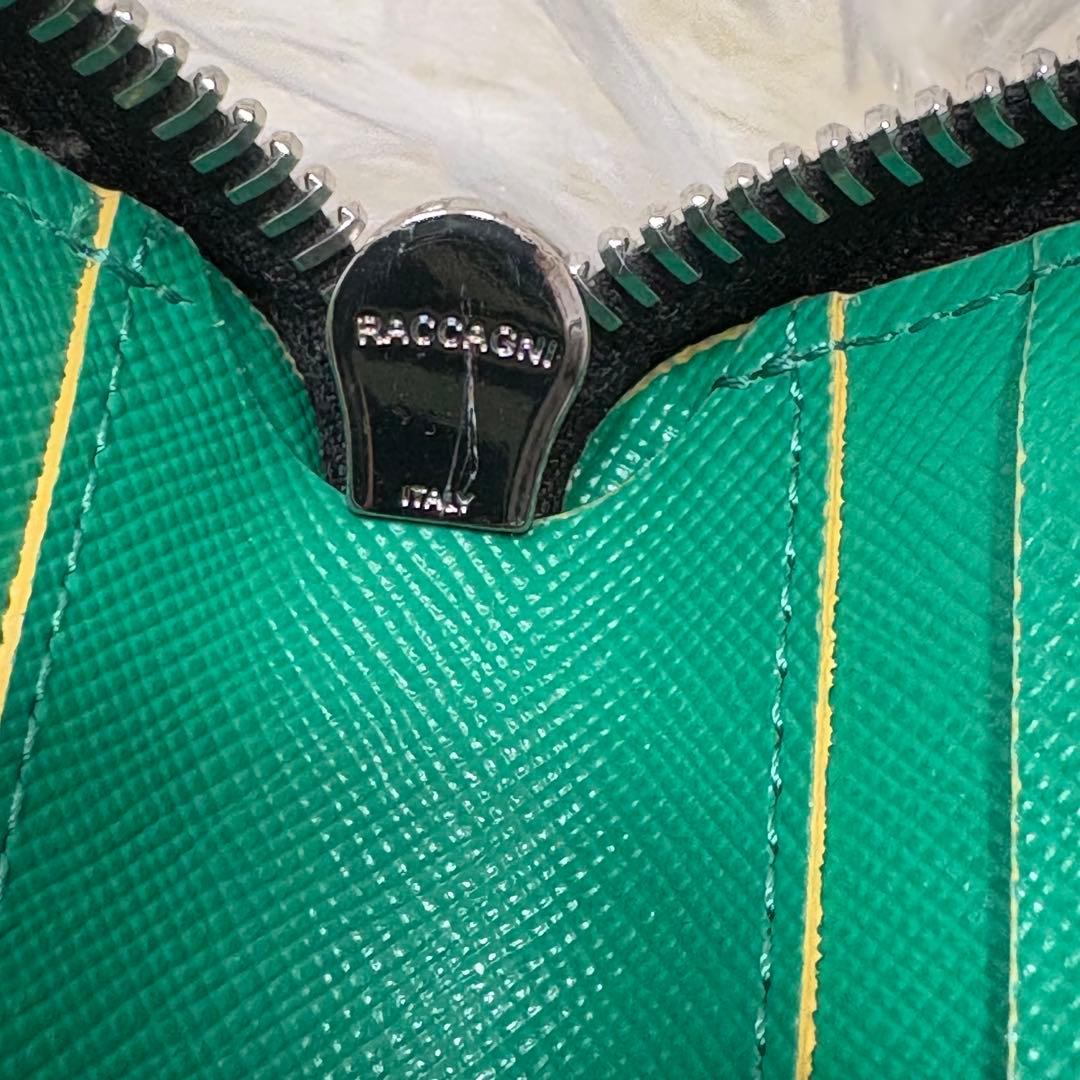 箱あり　マルニ　2つ折り　ラウンドジップ　バイカラー　青　赤　本革　保存袋