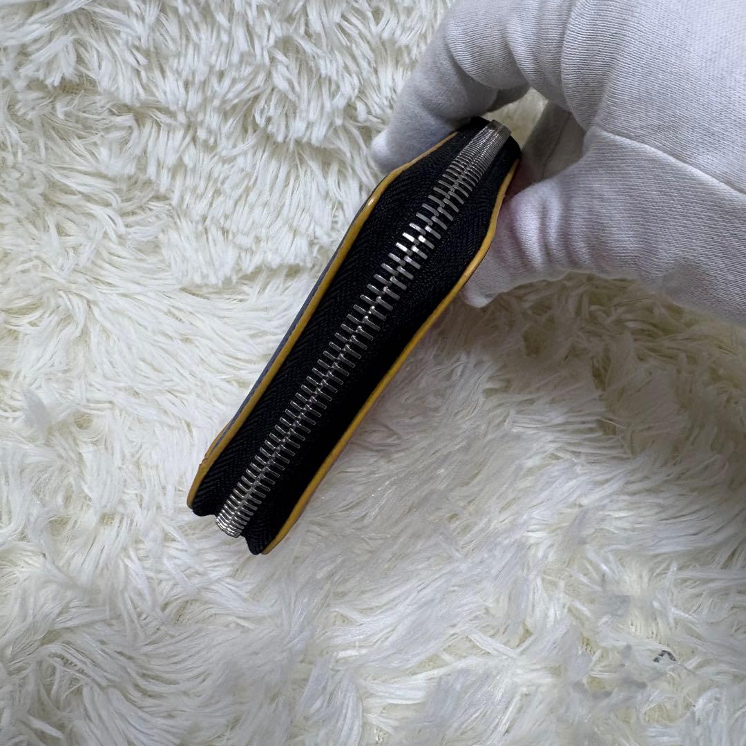 箱あり　マルニ　2つ折り　ラウンドジップ　バイカラー　青　赤　本革　保存袋