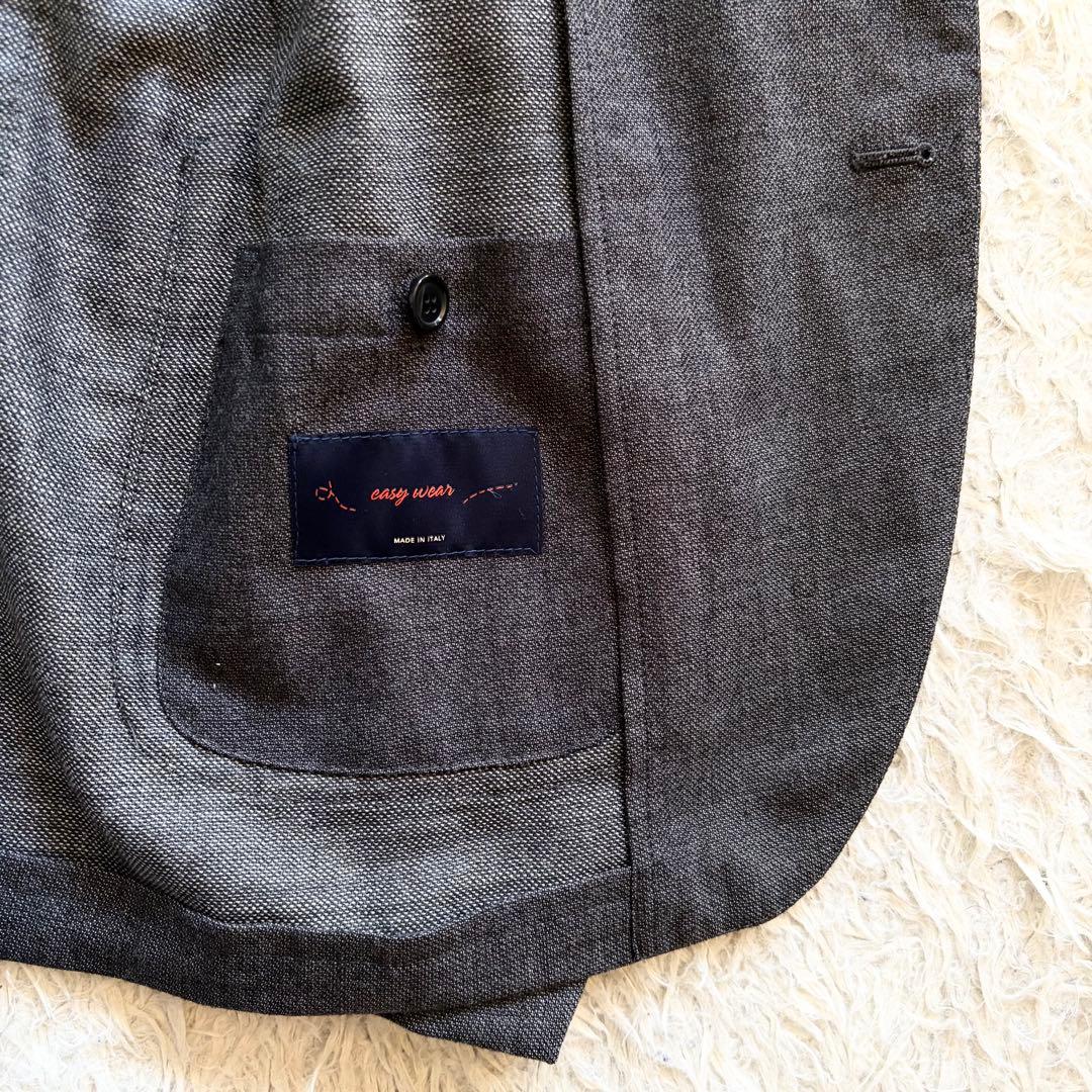 <極美品>LARDINI easy wear 新ロゴ グレー ウールスーツ 46
