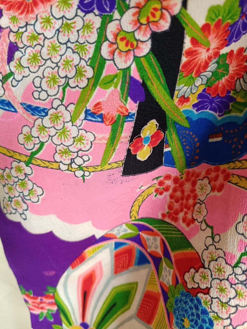 アンティーク紫ピンクの着物単品