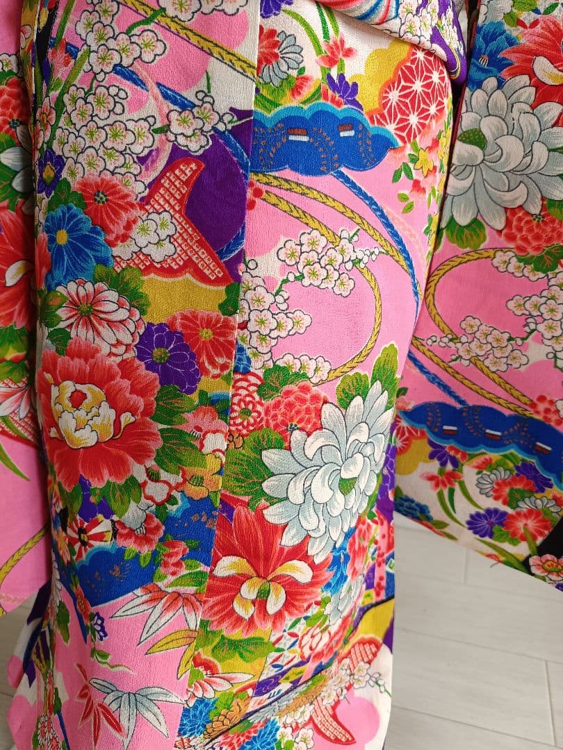 アンティーク紫ピンクの着物単品