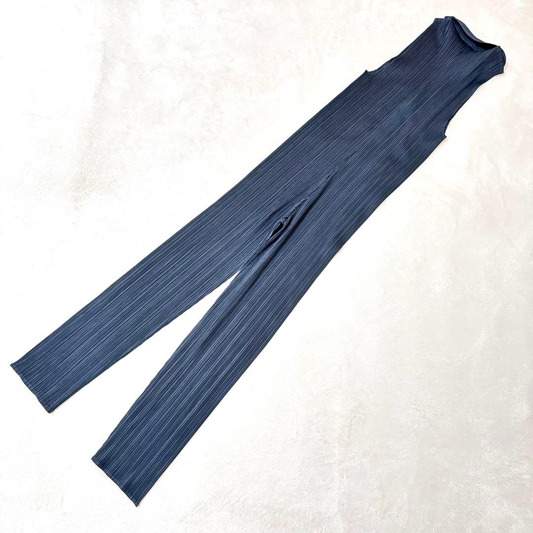 極美品✨PLEATS PLEASE オールインワン　ネイビー　ジップ　Mサイズ