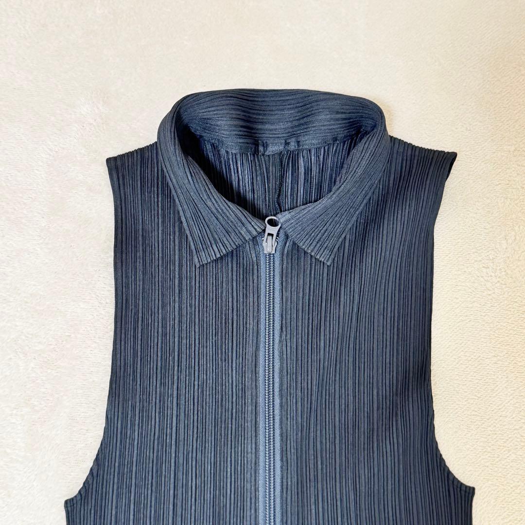 極美品✨PLEATS PLEASE オールインワン　ネイビー　ジップ　Mサイズ