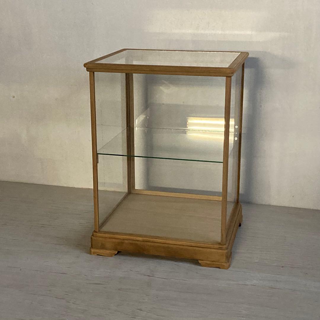古い木製 ガラスケース 2段 ショーケース 展示ケース 店舗什器
