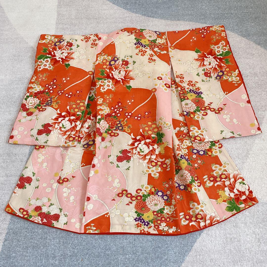 七五三 2歳 3歳 正絹 アンティーク 着物 被布 バッグ 草履 セット