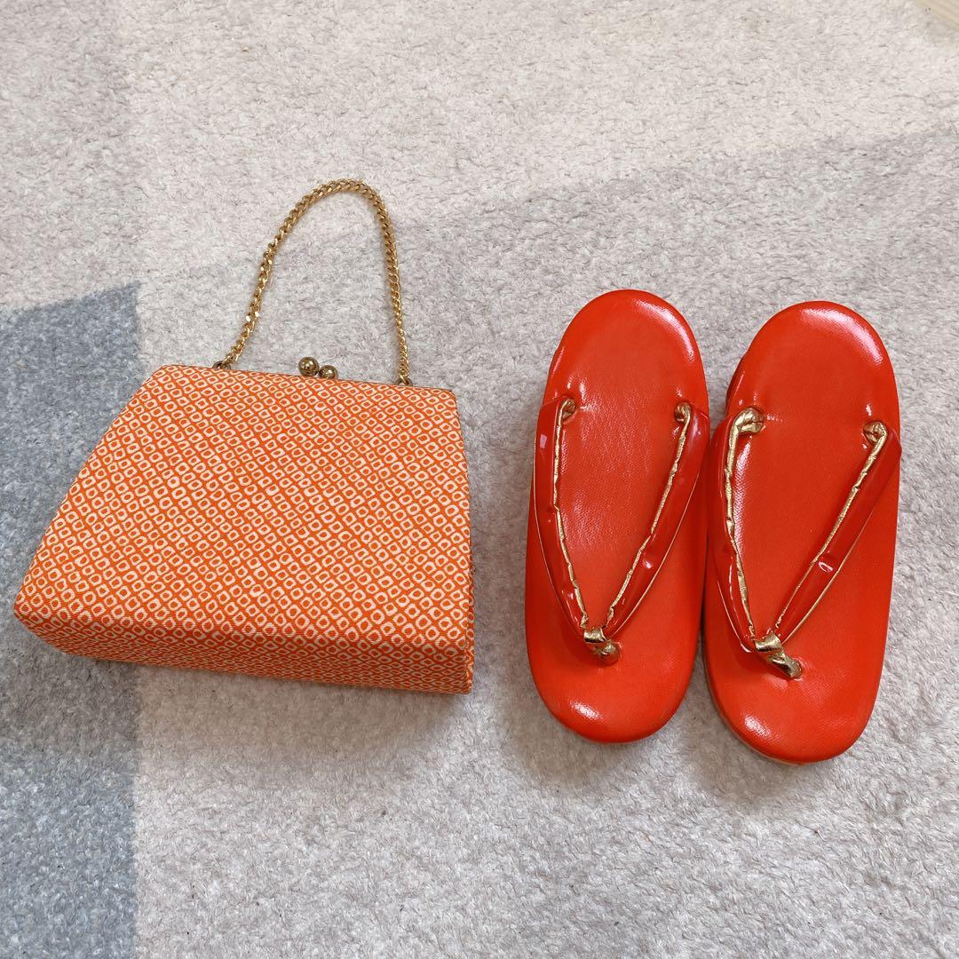 七五三 2歳 3歳 正絹 アンティーク 着物 被布 バッグ 草履 セット