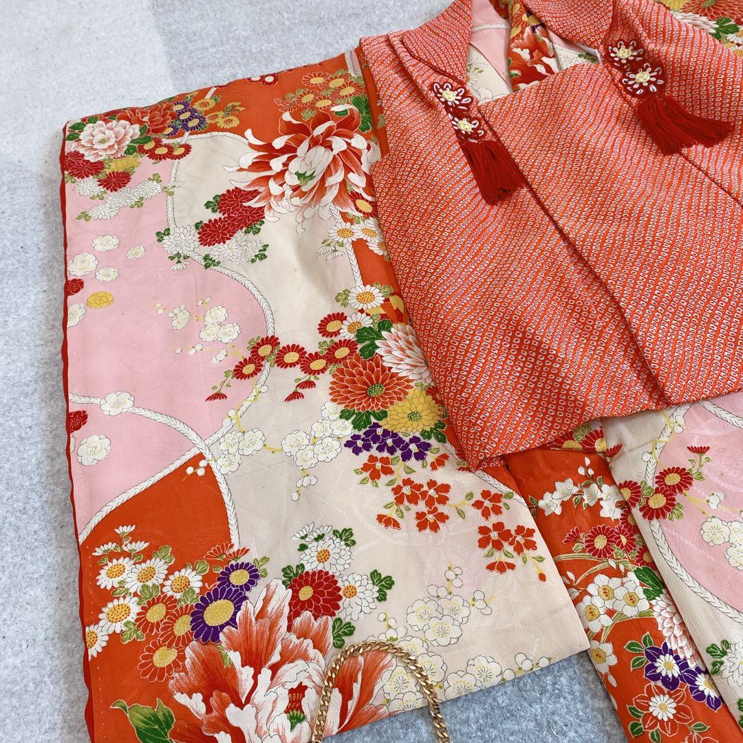 七五三 2歳 3歳 正絹 アンティーク 着物 被布 バッグ 草履 セット