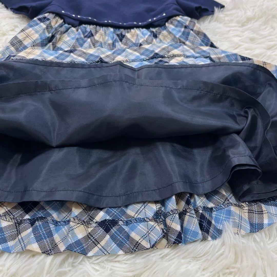 美品✨ファミリア　110 フォーマルアンサンブルスーツ　ネイビー　白襟ワンピース