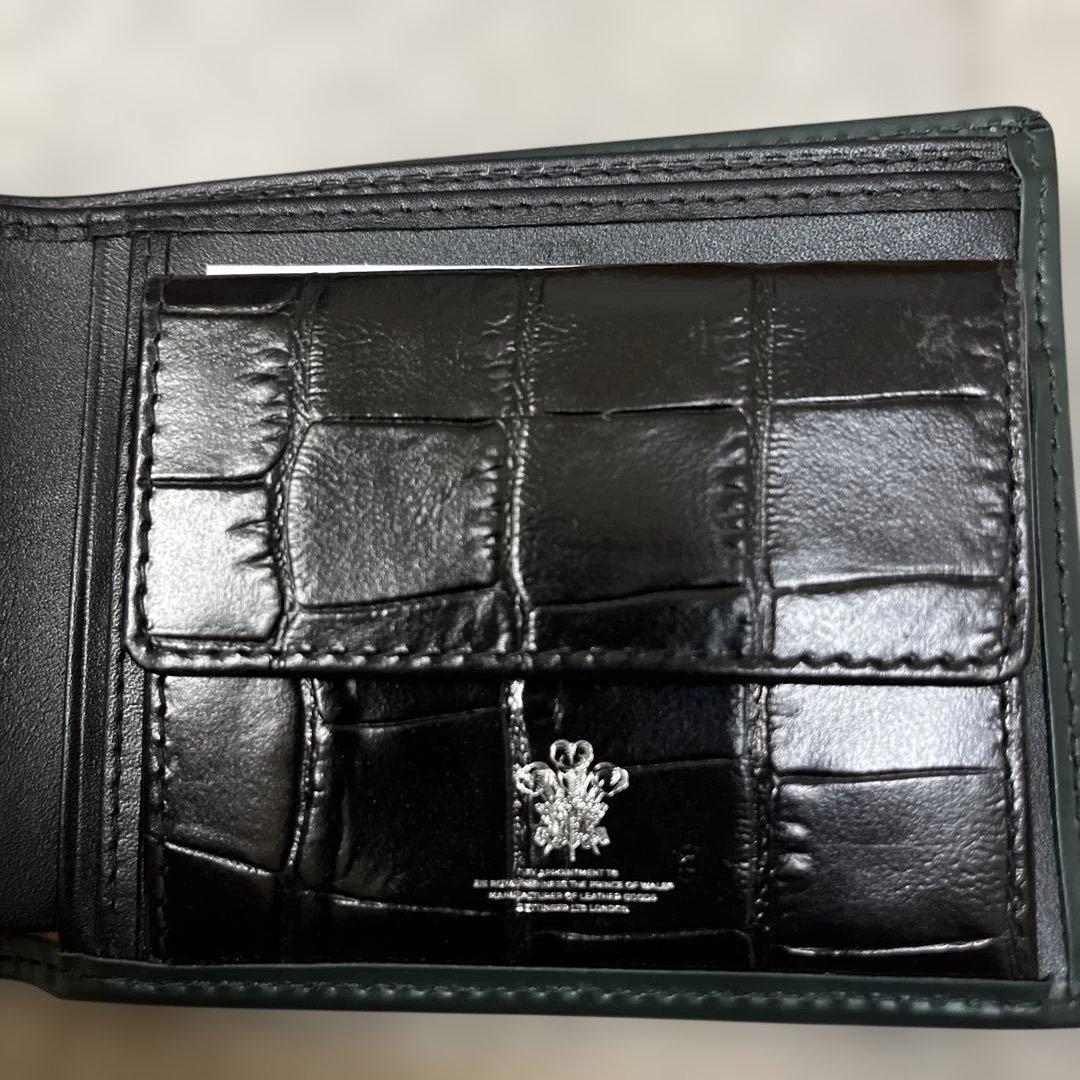 ETTINGER グリーン ブラック クロコ型押し　二つ折り財布　エッティンガー