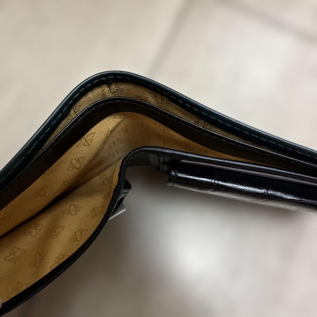 ETTINGER グリーン ブラック クロコ型押し　二つ折り財布　エッティンガー