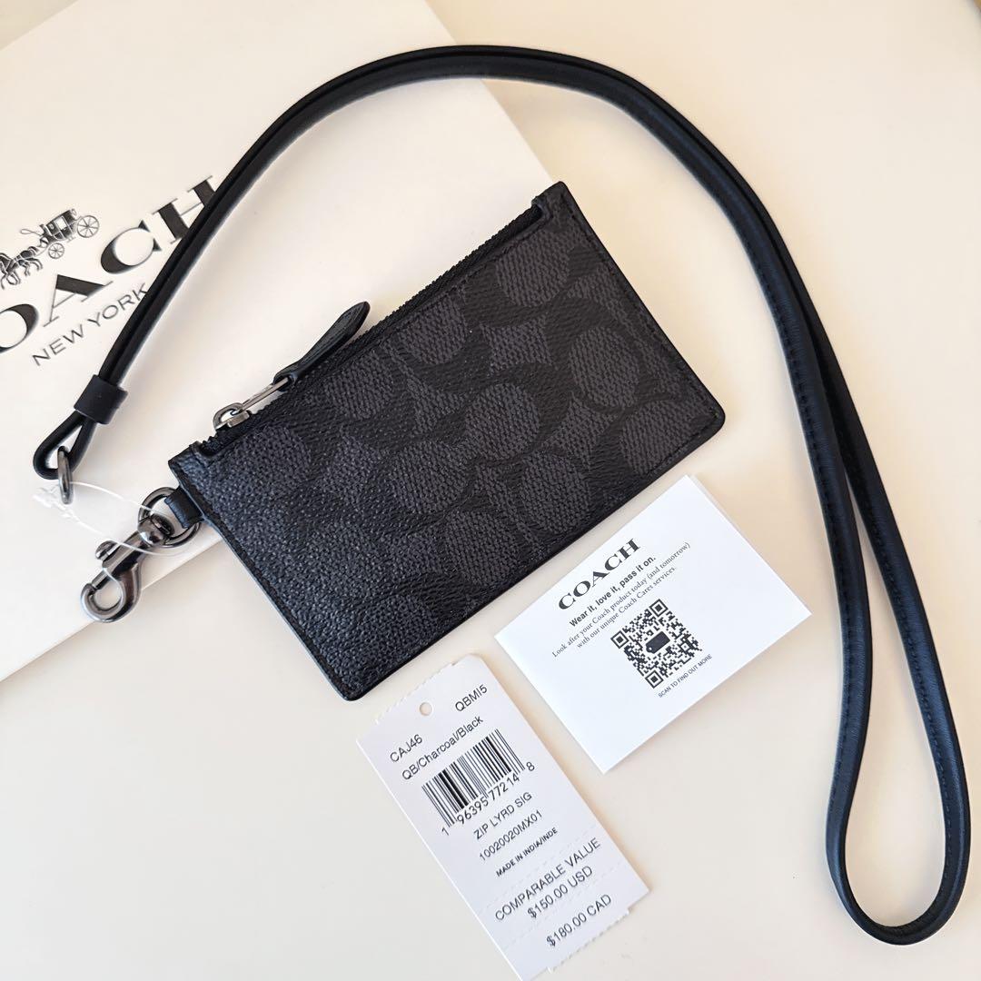 COACH コーチ　ネックストラップ付き　カードケース　パスケース　小銭入れ財布