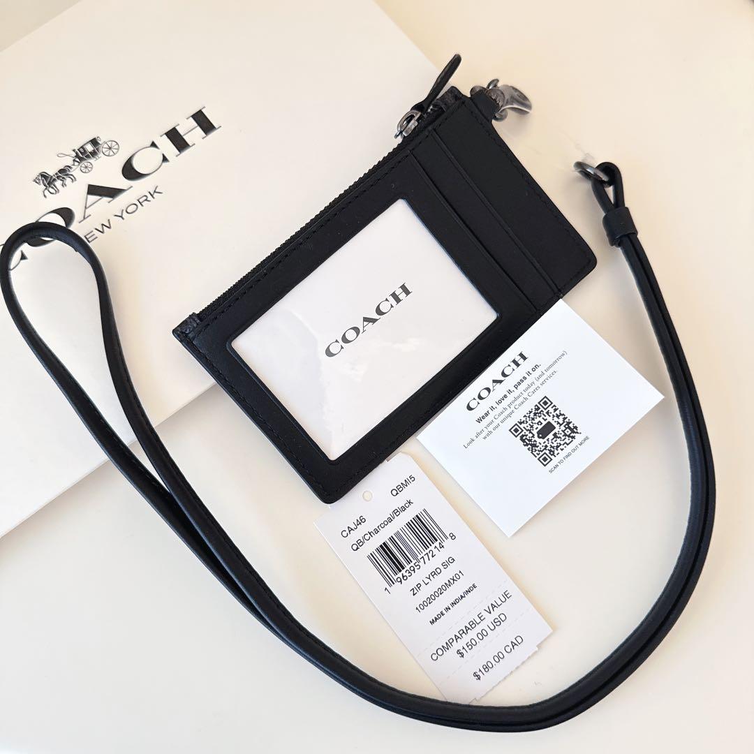 COACH コーチ　ネックストラップ付き　カードケース　パスケース　小銭入れ財布