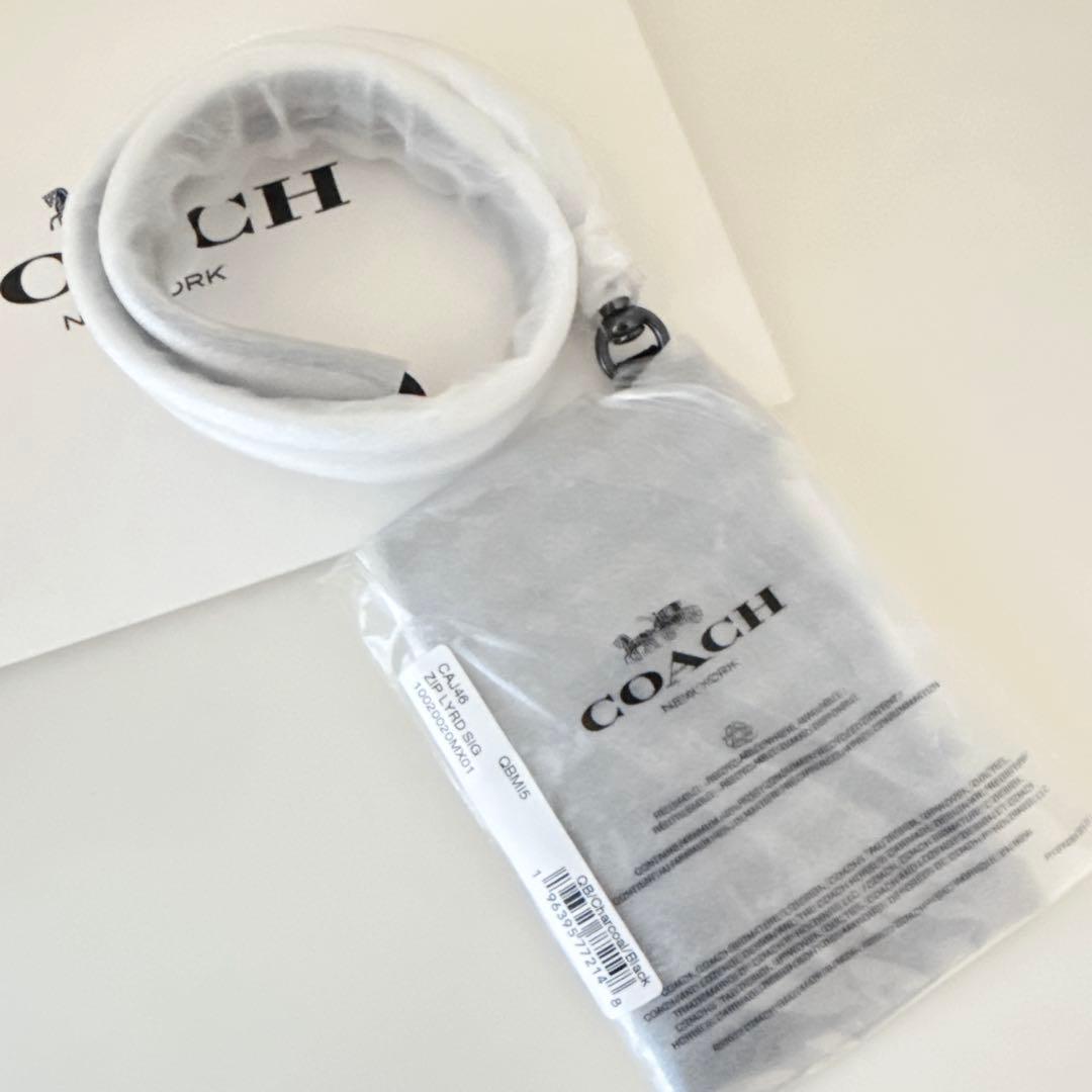 COACH コーチ　ネックストラップ付き　カードケース　パスケース　小銭入れ財布