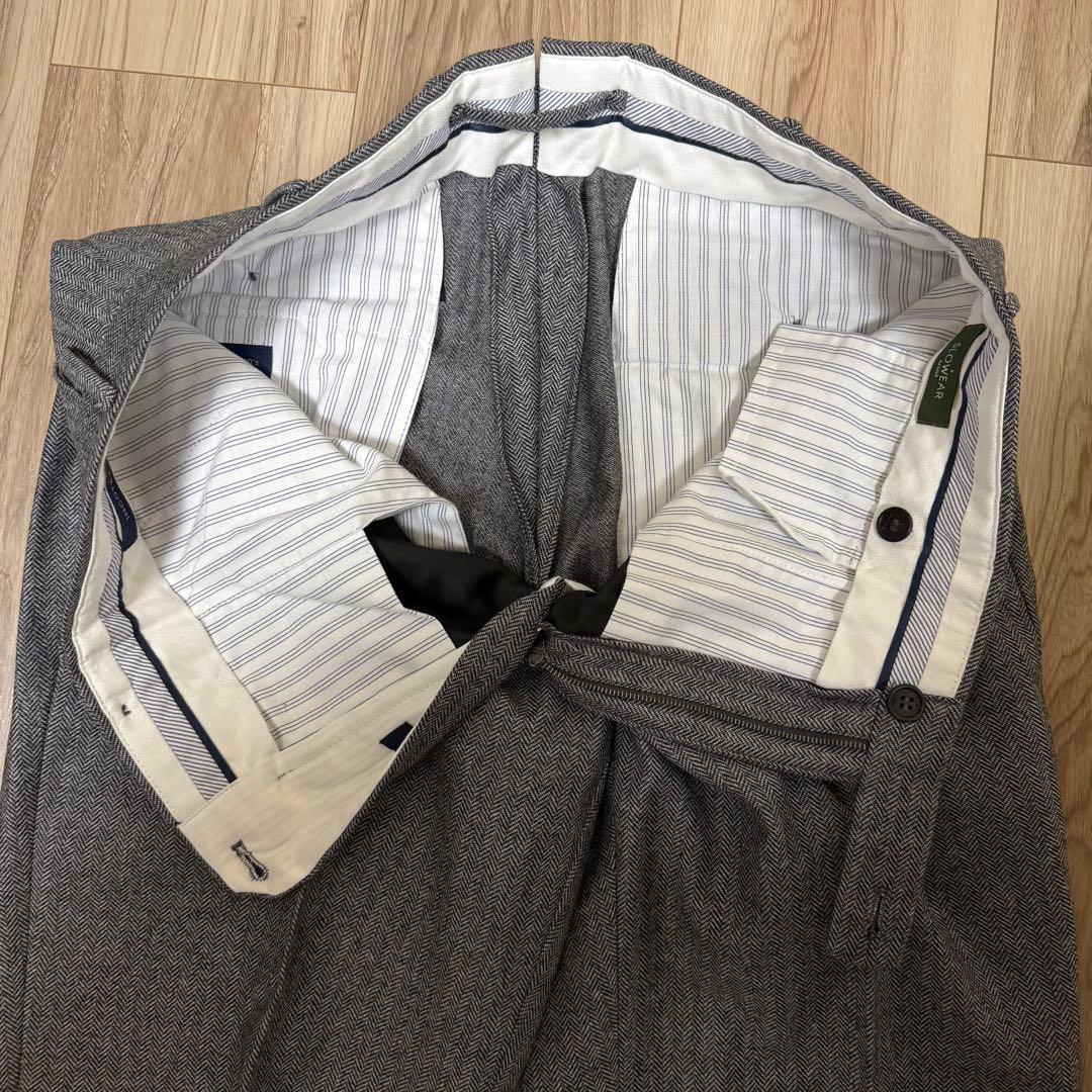 インコテックス 39型 ノープリーツ グレー ウール ヘリンボーン