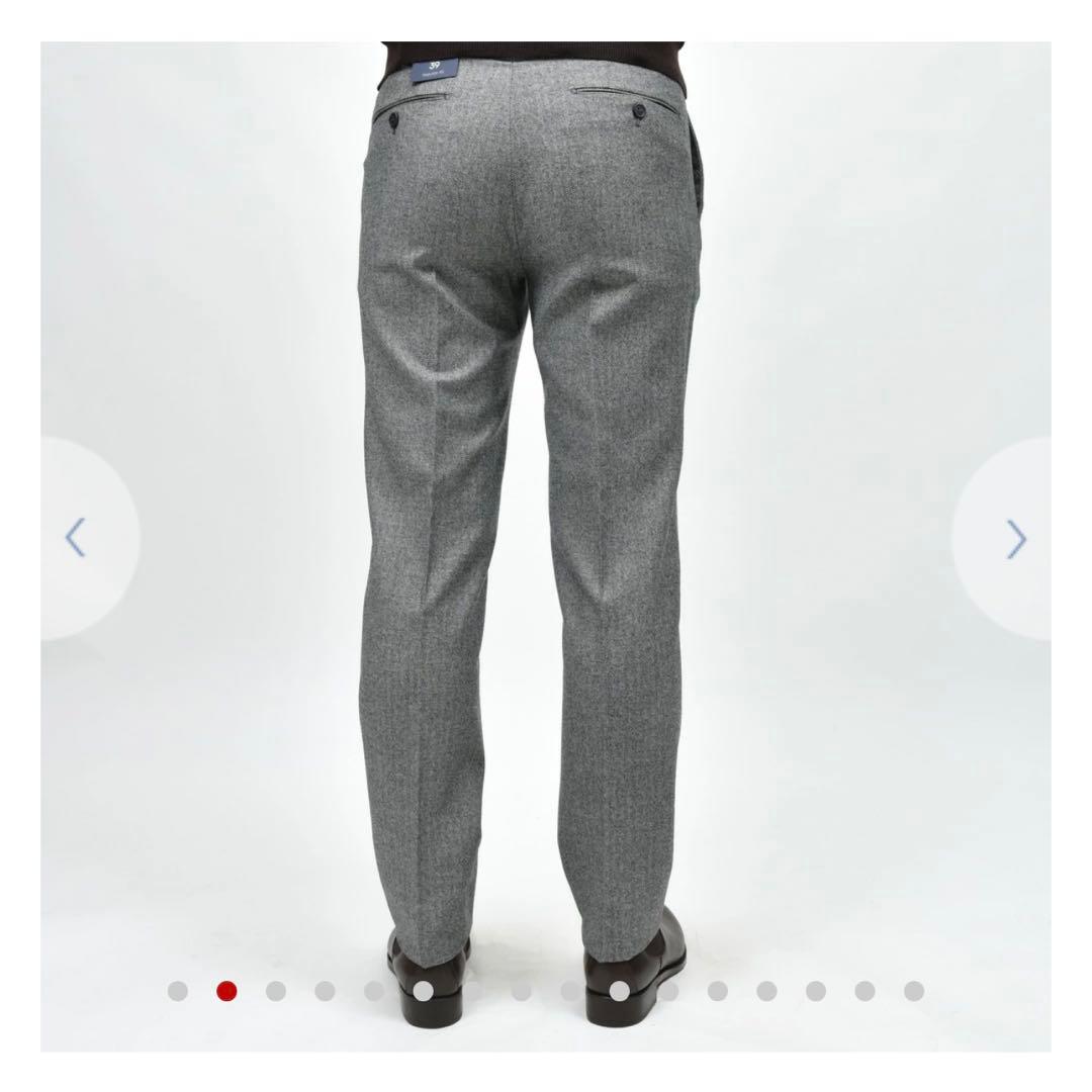 インコテックス 39型 ノープリーツ グレー ウール ヘリンボーン