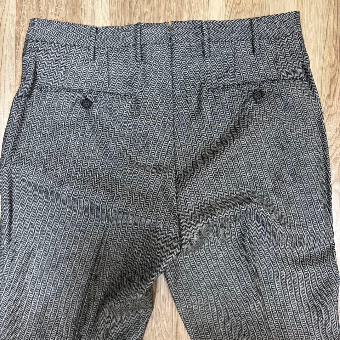 インコテックス 39型 ノープリーツ グレー ウール ヘリンボーン