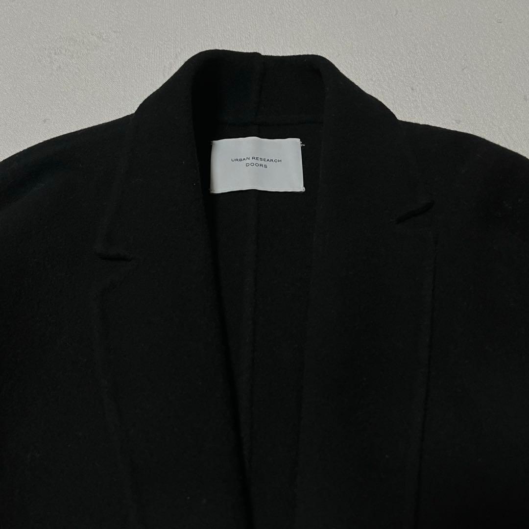 美品 アーバンリサーチドアーズ ウールテーラーカラーショートコート 黒