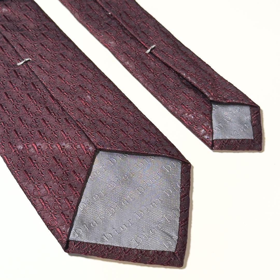 【美品】 Dior ディオール トロッター柄 レッド系 ネクタイ