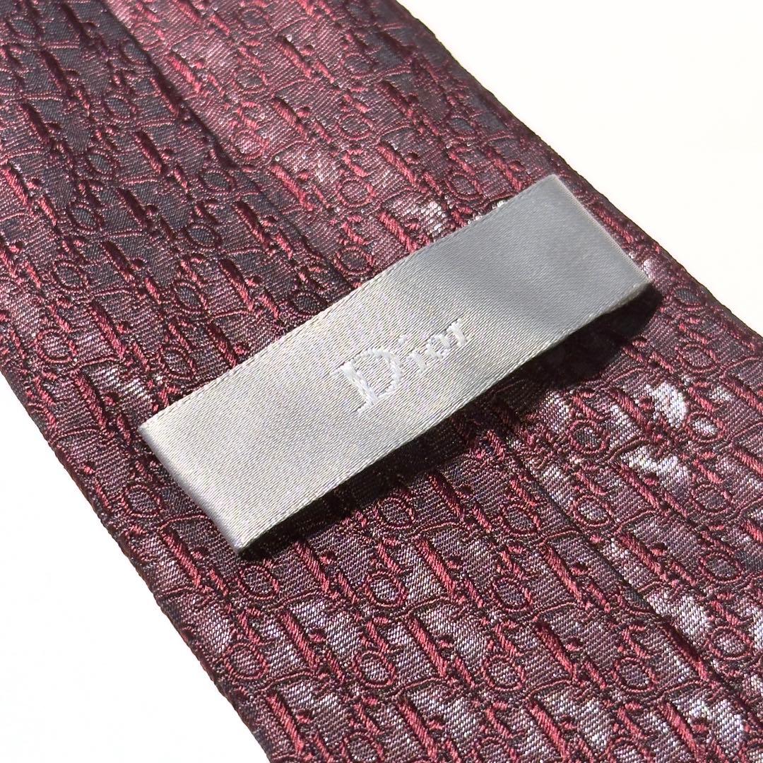 【美品】 Dior ディオール トロッター柄 レッド系 ネクタイ