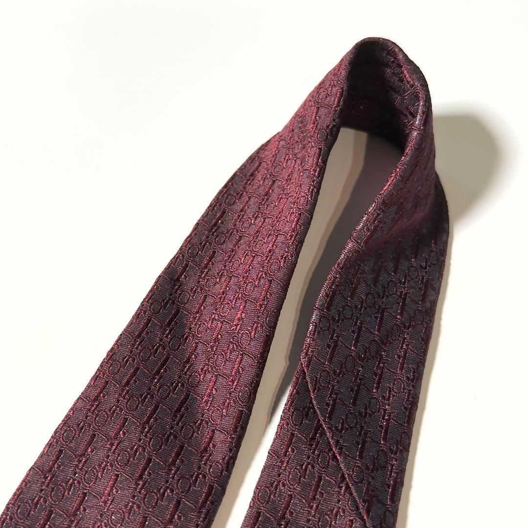 【美品】 Dior ディオール トロッター柄 レッド系 ネクタイ