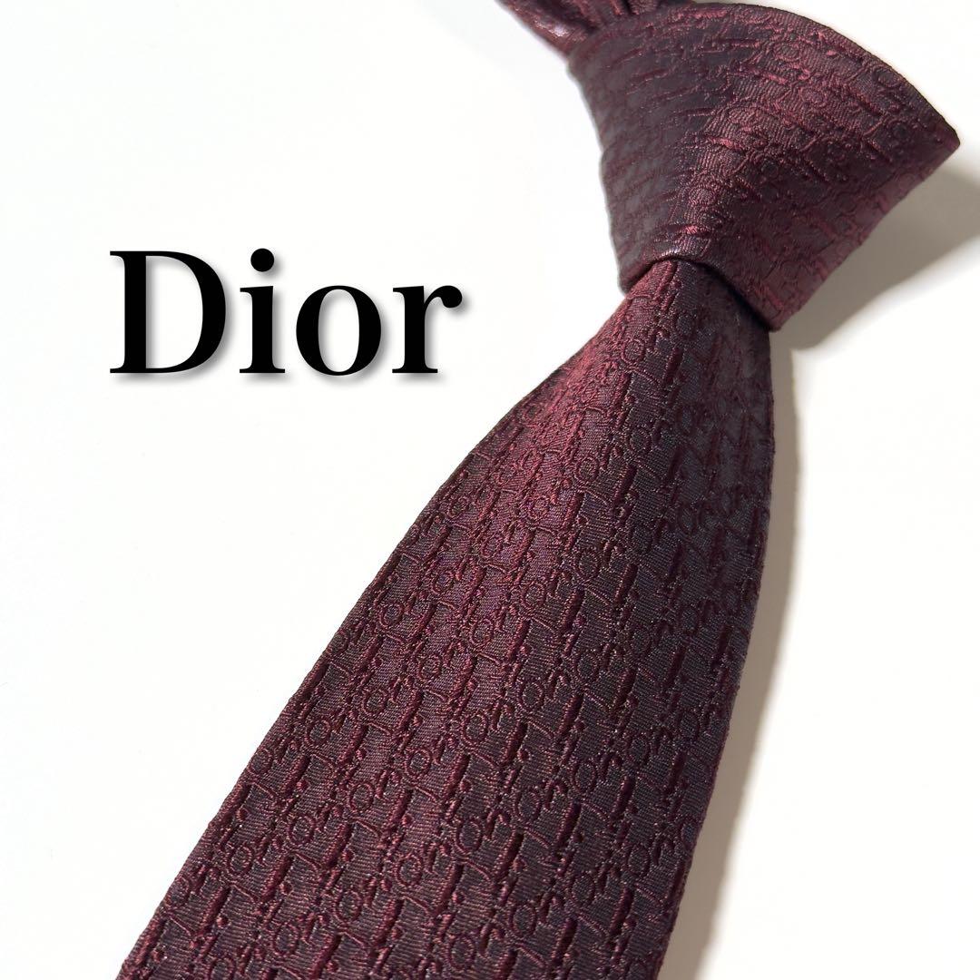 【美品】 Dior ディオール トロッター柄 レッド系 ネクタイ
