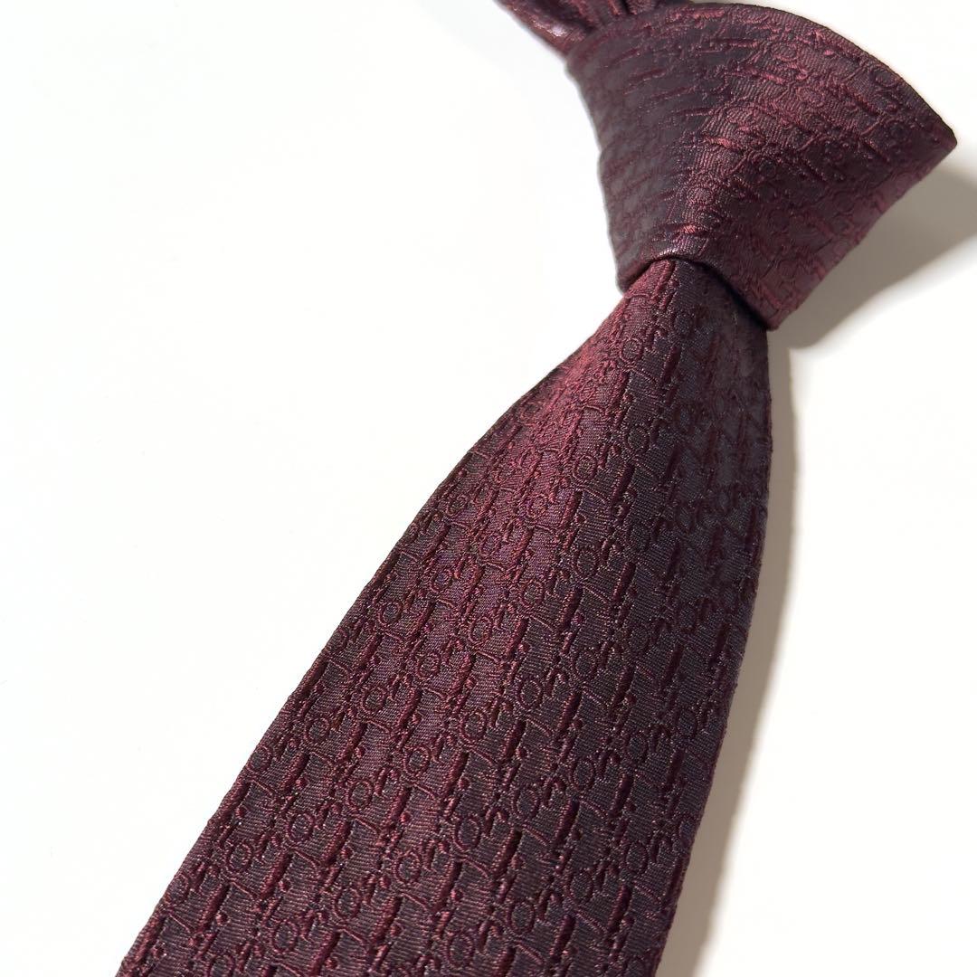 【美品】 Dior ディオール トロッター柄 レッド系 ネクタイ