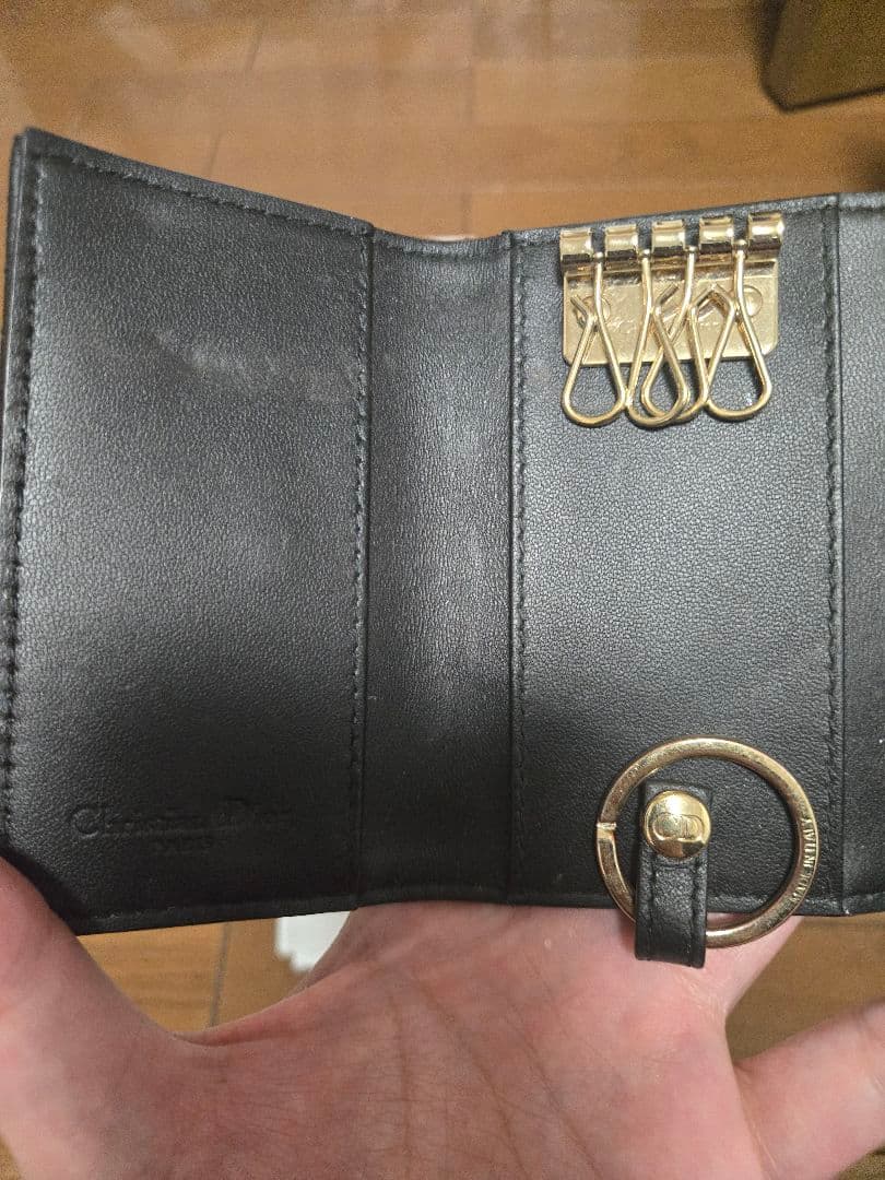 最安値！DIOR 【日本限定】キーケース カナージュラムスキン 黒 ゴールド