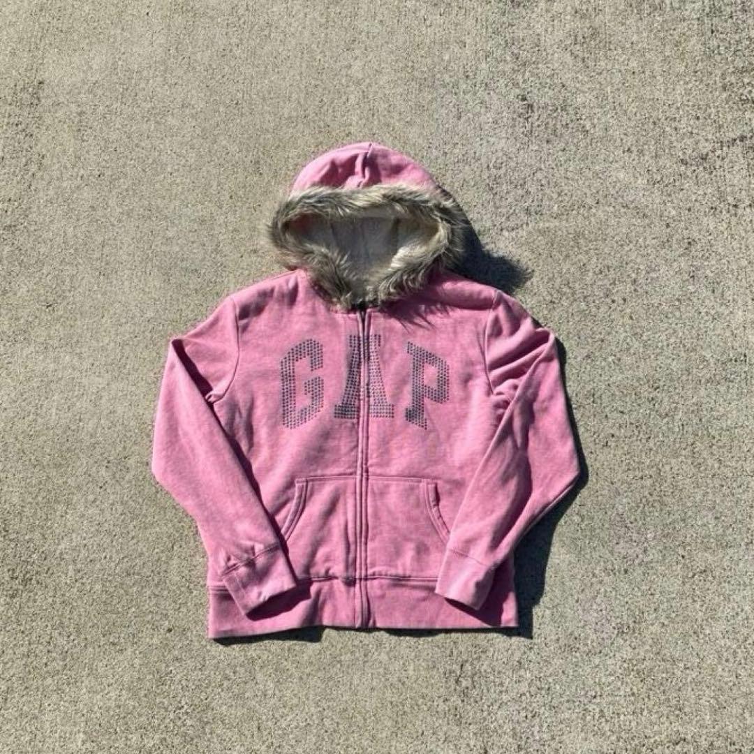 トップス 00s archive GAP fur zip hoodie Y2K