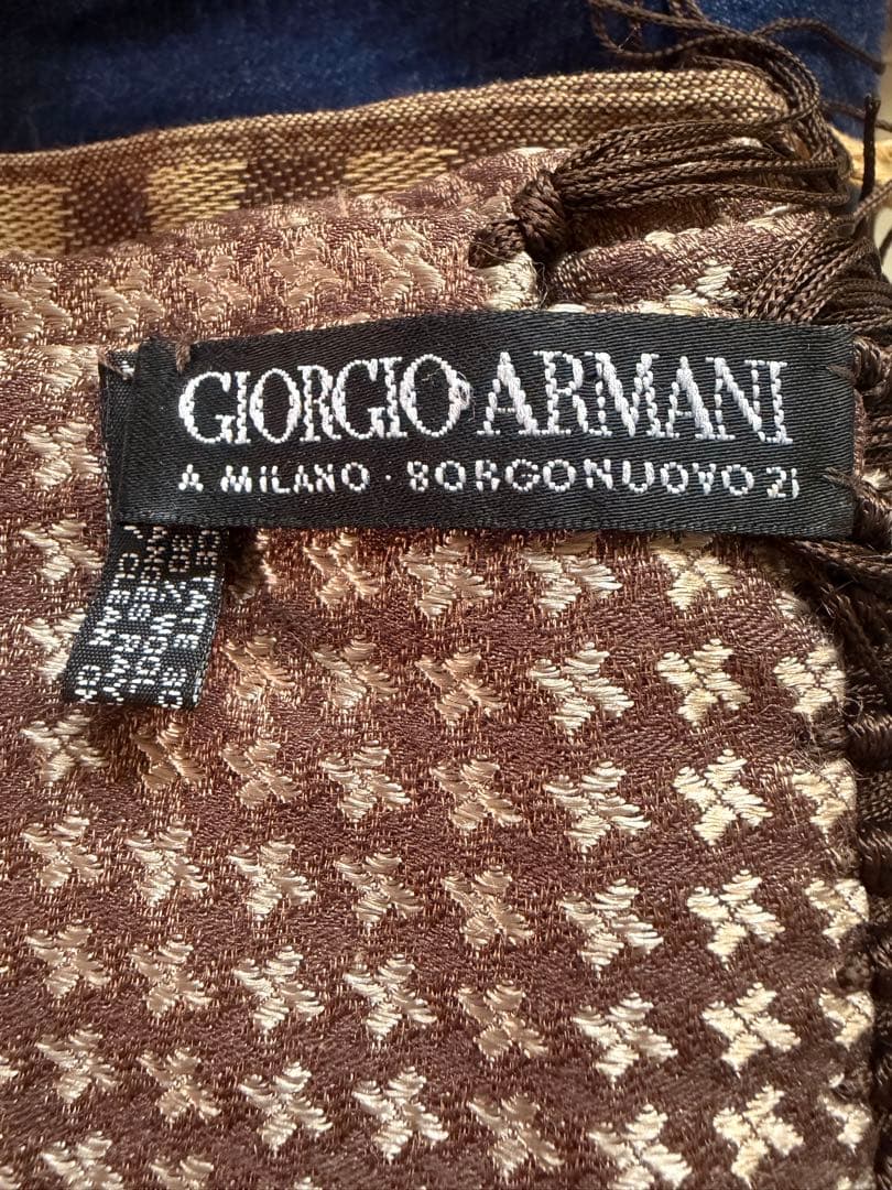 Giorgio Armani 【おまけ付】 ブラウン チェックマフラー