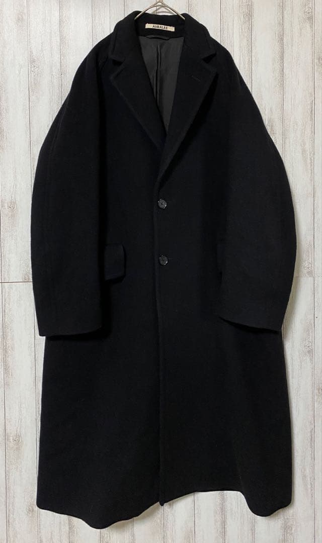 オーラリー カシミヤ ウール チェスターコート ブラック 19aw 0サイズ