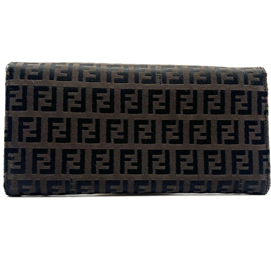 フェンディ ズッキーニ 長財布 FF マンマ フラップ キャンバス 総柄