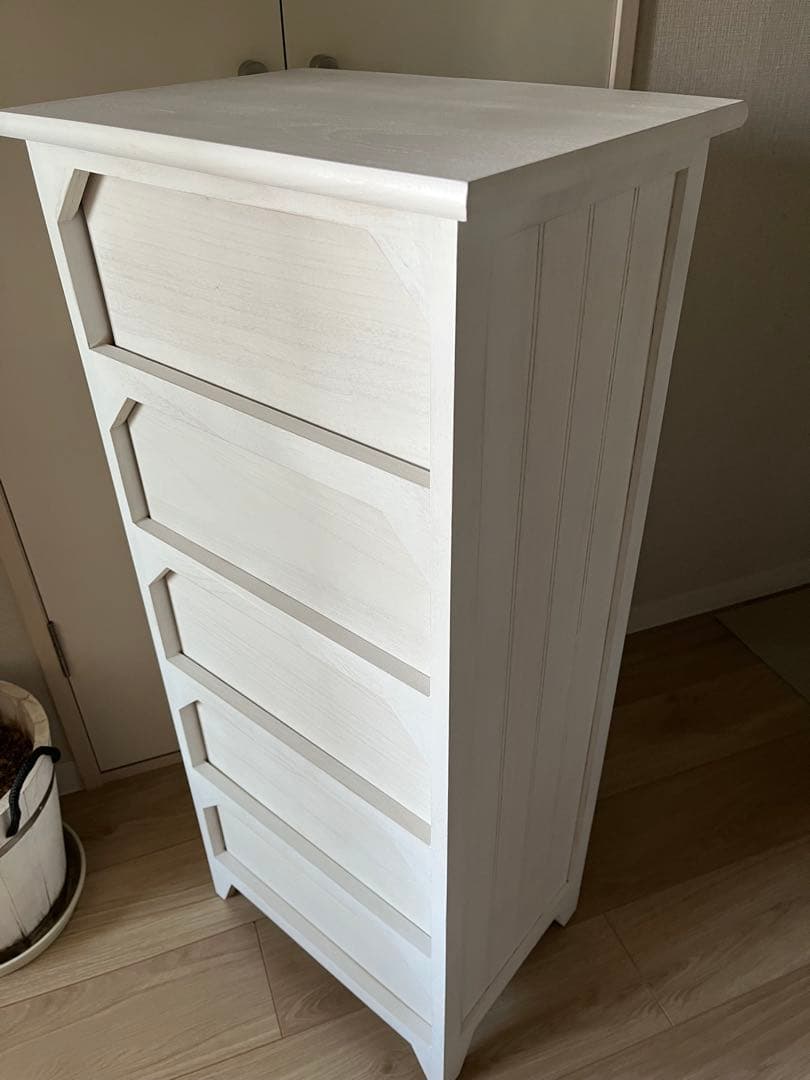 【未使用】　アンティーク調　スリムチェスト　5段