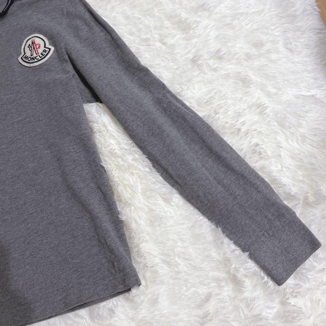 モンクレール　ワイポイント　ワッペン　長袖　ポロシャツ　グレー