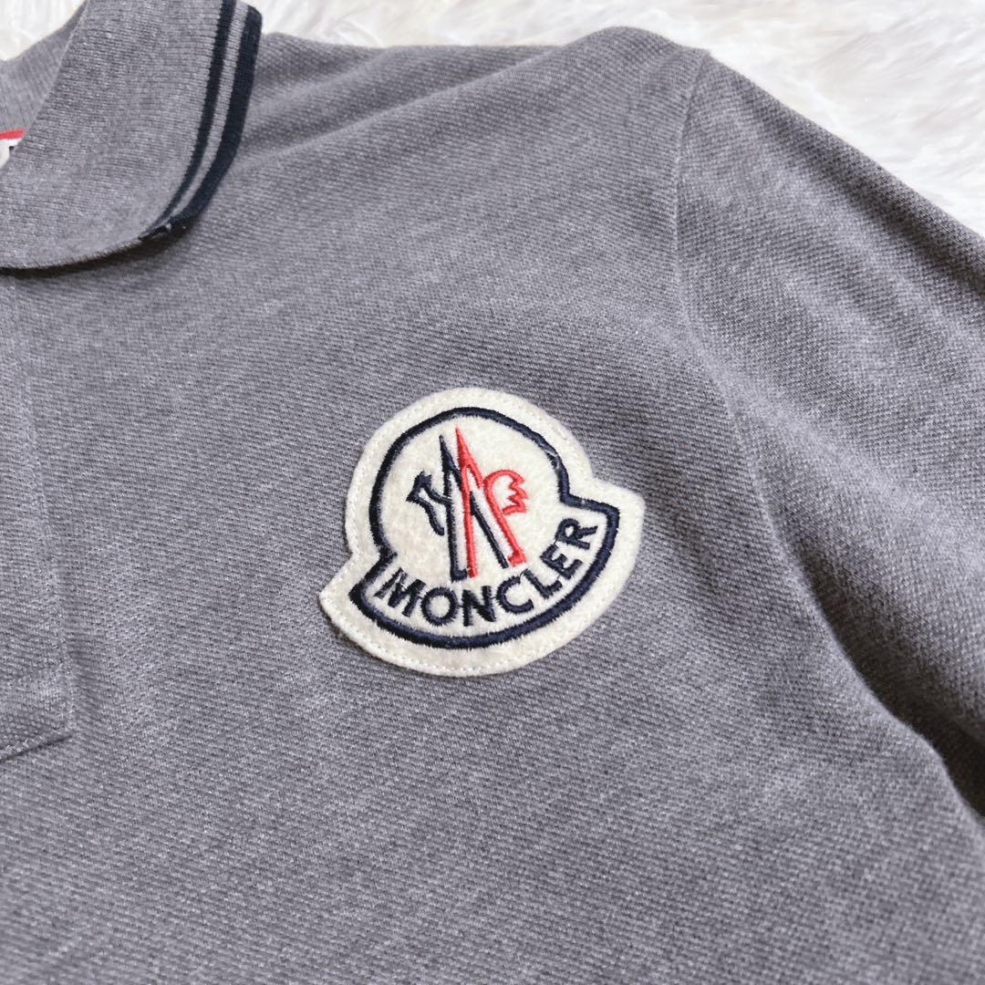 モンクレール　ワイポイント　ワッペン　長袖　ポロシャツ　グレー