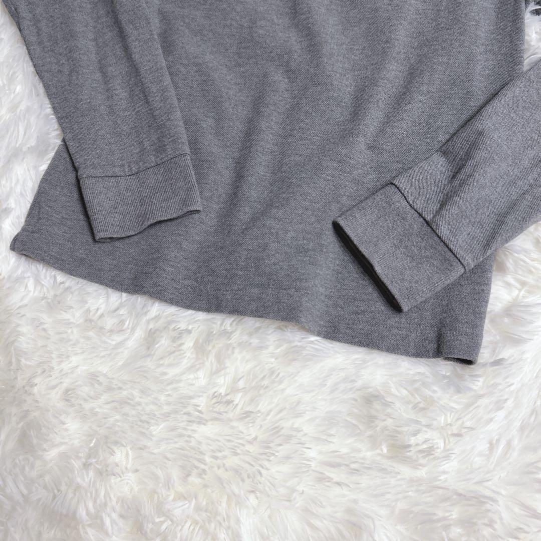 モンクレール　ワイポイント　ワッペン　長袖　ポロシャツ　グレー