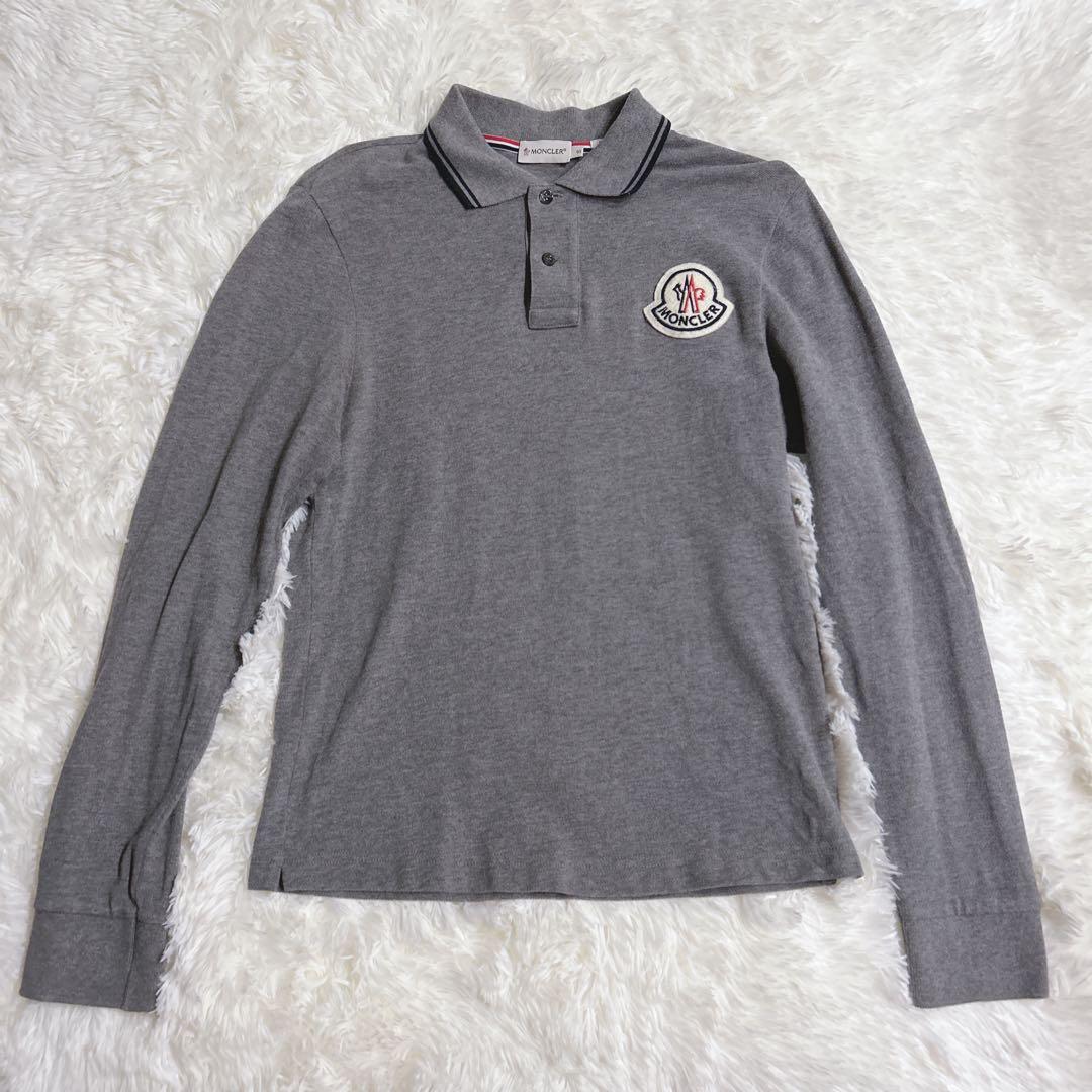 モンクレール　ワイポイント　ワッペン　長袖　ポロシャツ　グレー