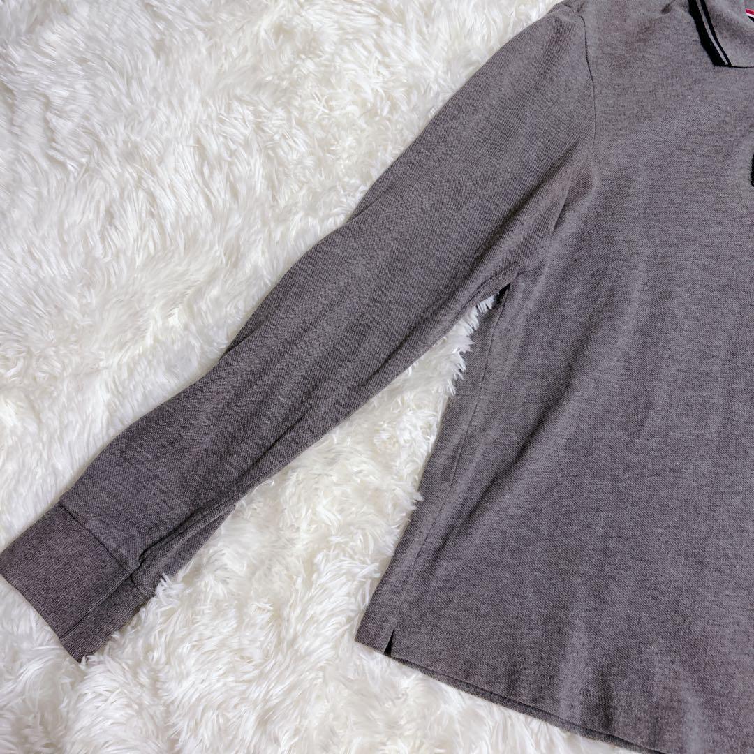 モンクレール　ワイポイント　ワッペン　長袖　ポロシャツ　グレー