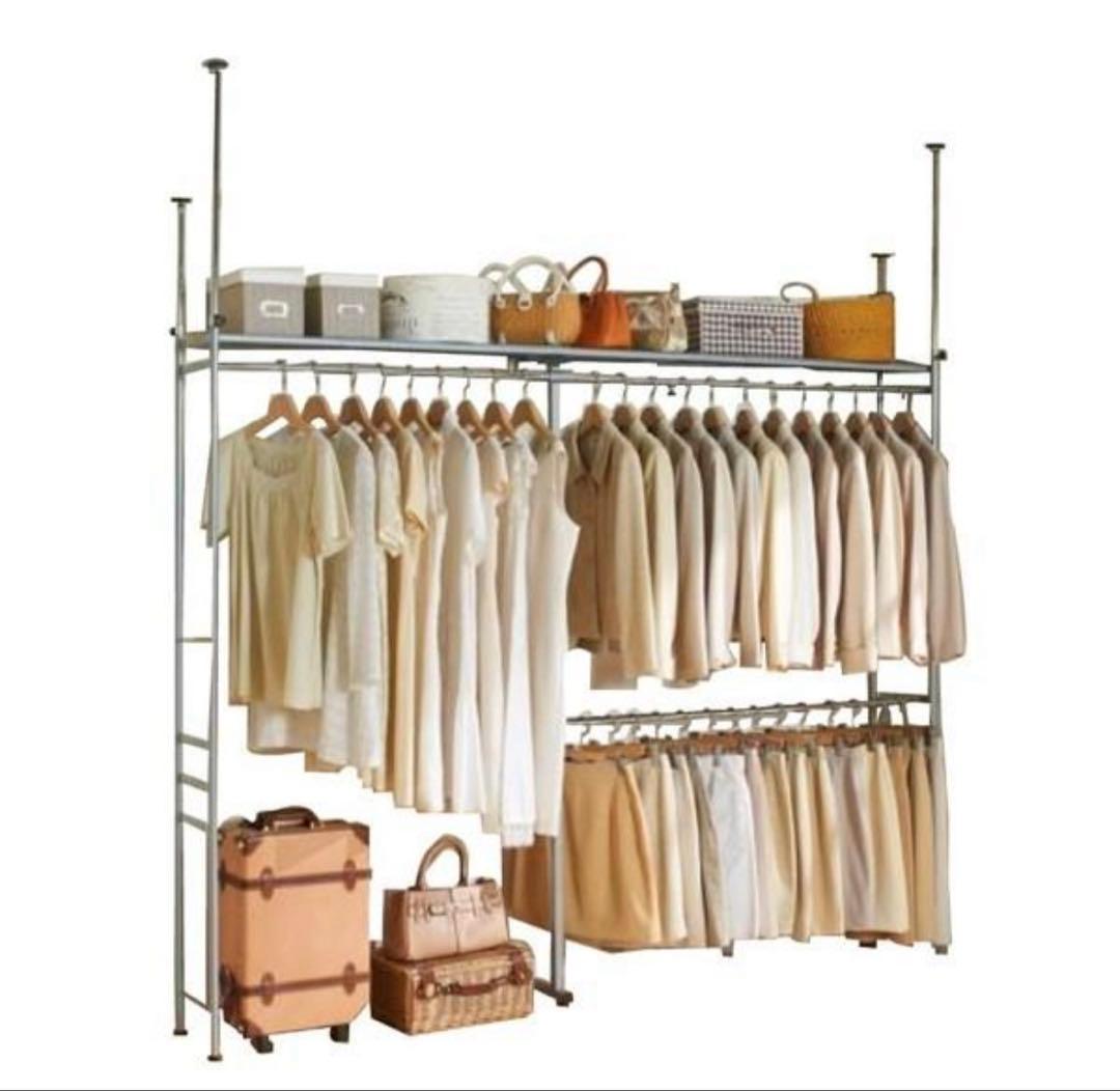 ハンガーラック 伸縮 突っ張り 棚 クローゼット 押し入れ 衣類収納 つっぱり