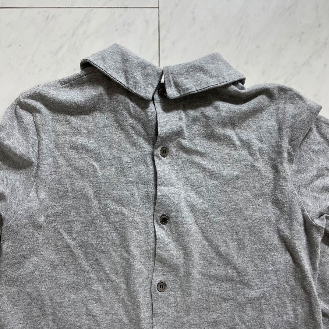 トリココムデギャルソン 丸襟ブラウス トップス フリル バックボタン グレー M