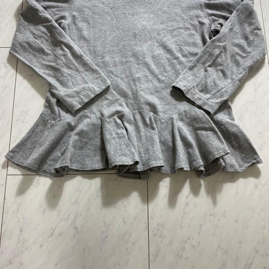 トリココムデギャルソン 丸襟ブラウス トップス フリル バックボタン グレー M