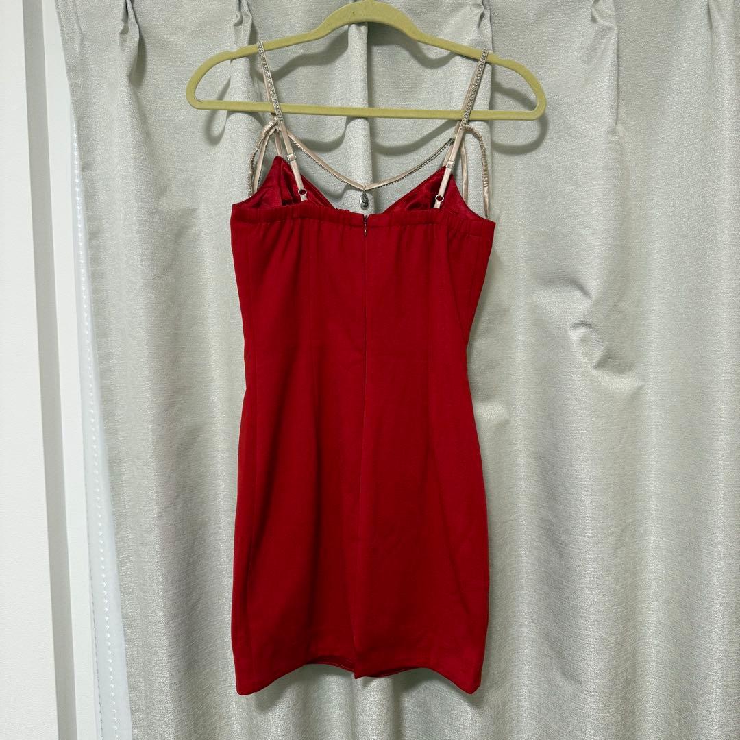 【値下げ】sugar 赤　ネックライン ミニドレス