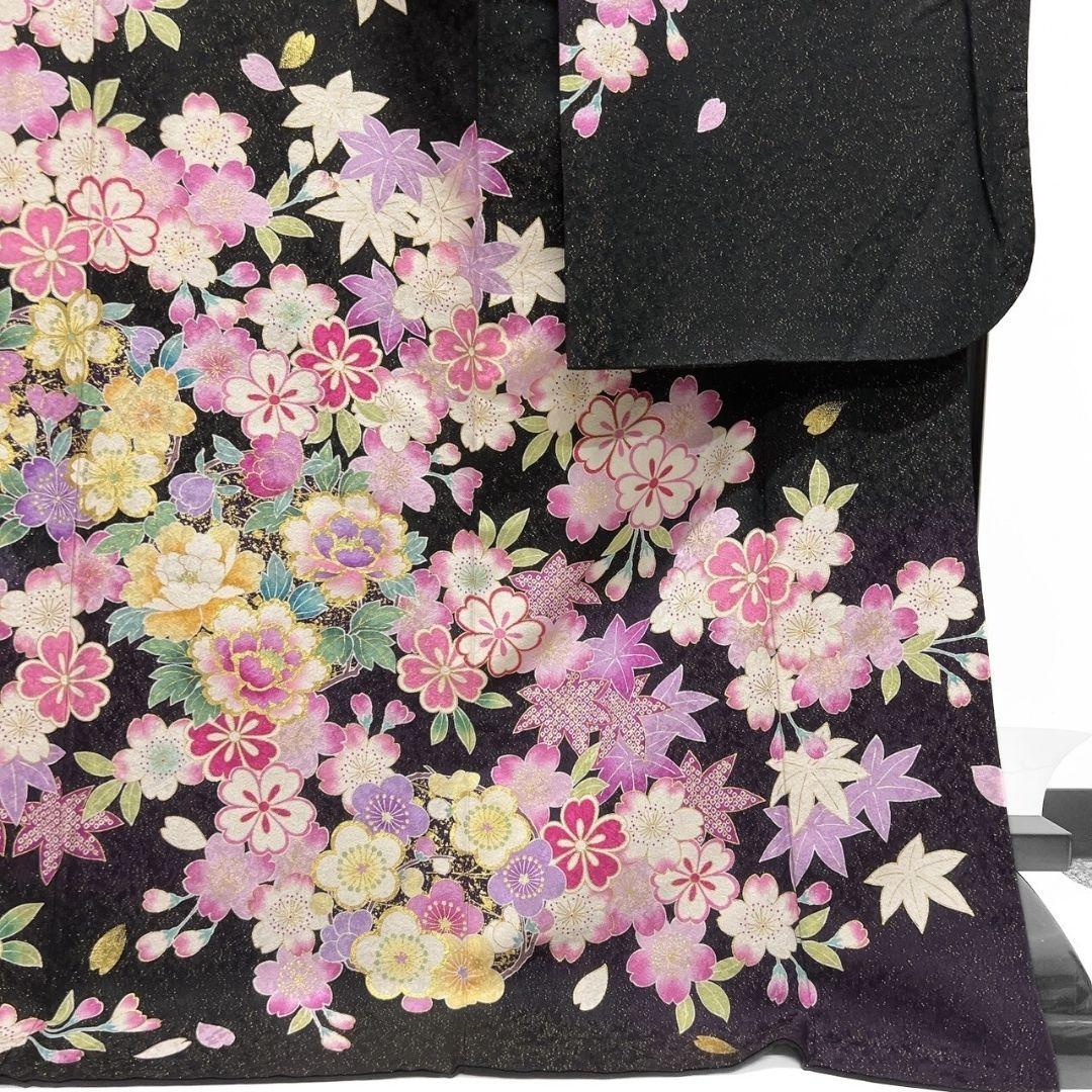 金通し　金駒刺繍　金彩　菊花　楓　桜花　振袖　着物　013a p