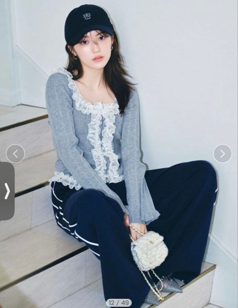 Sustainableフリルニットプルオーバー