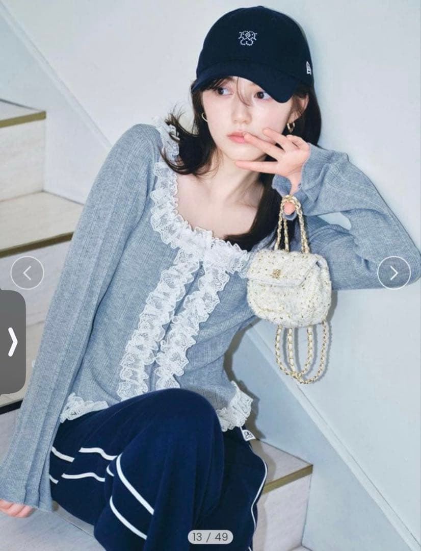 Sustainableフリルニットプルオーバー