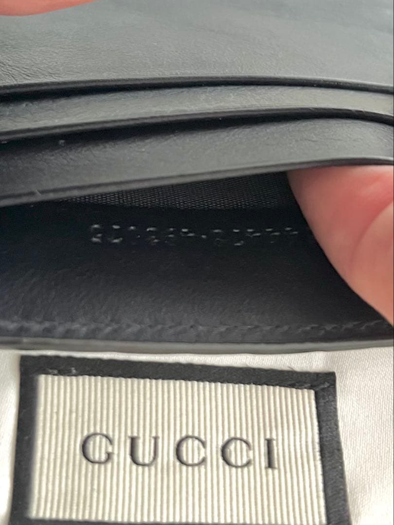 レザー マネークリップ　ネイビー　GG マイクロシマ　GUCCI